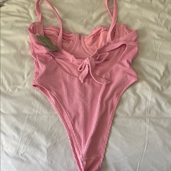Pink Ribbed One-Piece Swimsuit - Picture 2 of 2